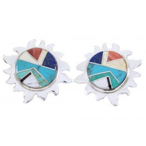 Southwest Silver Multicolor Turquoise Sun Jewelry Earrings AW68199 