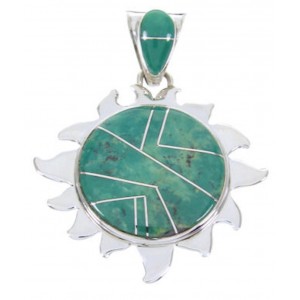 Southwest Sterling Silver And Turquoise Sun Jewelry Pendant AW68106