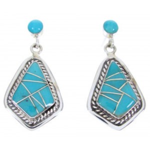 Southwest Turquoise and Silver Jewelry Post Dangle Earrings AW68475