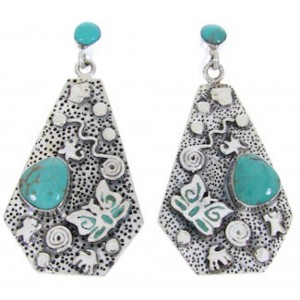 Southwest Turquoise Sterling Silver Butterfly Post Earrings AW68681
