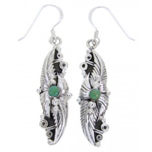 Southwest Turquoise And Sterling Silver Hook Dangle Earrings AW68657