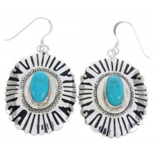 Turquoise Jet Southwest Silver Jewelry Hook Dangle Earrings MW68727