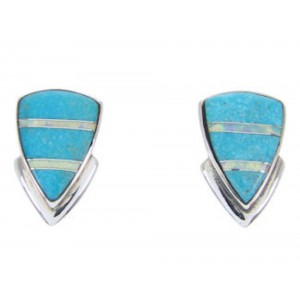 Sterling Silver Turquoise Opal Inlay Post Earrings AW68696