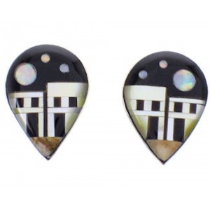 Native American Pueblo Or Village Design Multcolor Earrings BW68947 