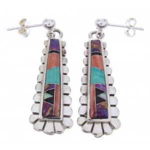 Sterling Silver Turquoise Multicolor Post Dangle Earrings AW69042