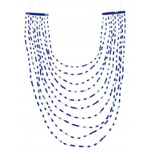 Azurite Liquid Silver 10-Strand Bead Necklace BW69178