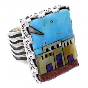 Multicolor Native American Village Design Ring Size 5-3/4 YS69094