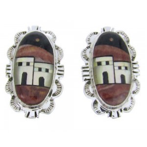 Multicolor Sterling Silver Native American Design Earrings YS69769 