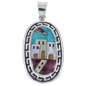 Multicolor Native American Village Design Jewelry Pendant YS69939