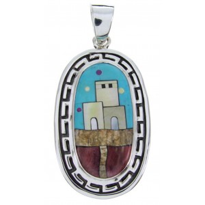 Multicolor Native American Village Design Jewelry Pendant YS69941 