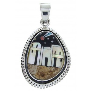 Multicolor Sterling Silver Native American Design Pendant YS69978