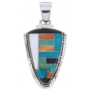 Southwest Turquoise Multicolor Sterling Silver Pendant AW70015 