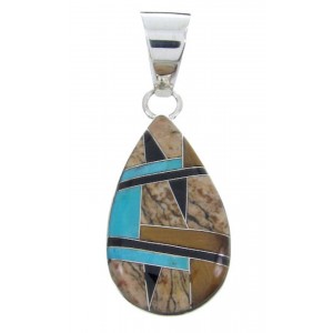 Sterling Silver Tiger Eye Multicolor Inlay Slide Pendant AW69996
