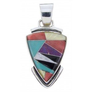 Turquoise Multicolor Genuine Sterling Silver Slide Pendant AW69905