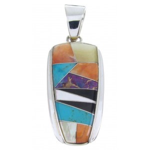 Multicolor Southwestern Inlay Silver Jewelry Slide Pendant AW69912 