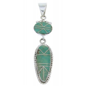 Sterling Silver Jewelry Turquoise Inlay Pendant AW70427