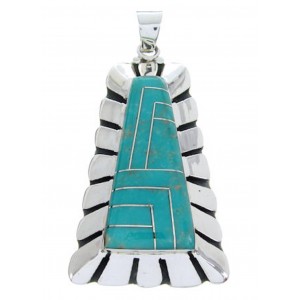 Southwest Turquoise Sterling Silver Slide Pendant AW70405