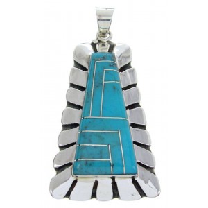 Sterling Silver Southwest Inlay Turquoise Slide Pendant AW70410