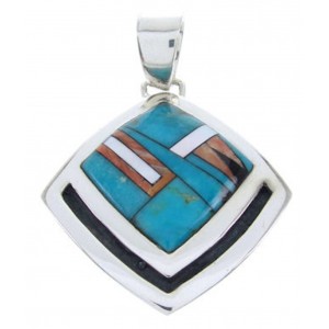 Multicolor Turquoise Oyster Shell Southwestern Slilver Pendant AW70102