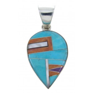 Multicolor Southwest Sterling Silver Turquoise Slide Pendant AW70072