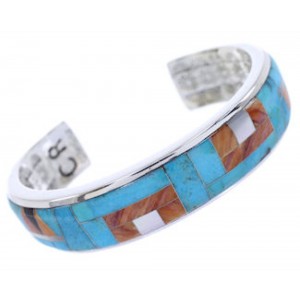 Sterling Silver Jewelry Multicolor Inlay Cuff Bracelet BW70430