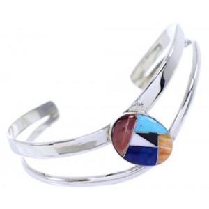 Multicolor Inlay Sterling Silver Cuff Bracelet Jewelry BW70456