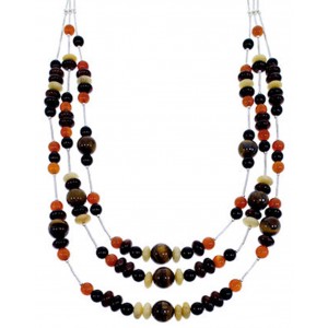 Liquid Silver Jewelry 3-Strand Multicolor Bead Necklace BW71762