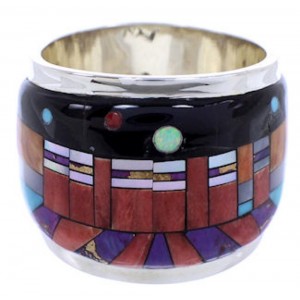 Multicolor Native American Mesa Design Ring Size 8-3/4 YS71198