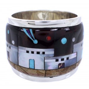 Native American Design Silver Multicolor Ring Size 5-1/4 YS71295