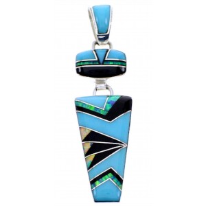 Genuine Sterling Silver Jewelry Multicolor Inlay Pendant BW70959