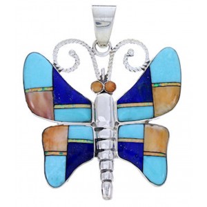 Butterfly Multicolor Genuine Sterling Silver Pendant AW70674