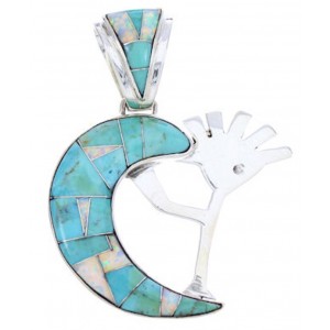 WhiteRock Mystic River Turquoise And Opal Kokopelli Pendant YS70893