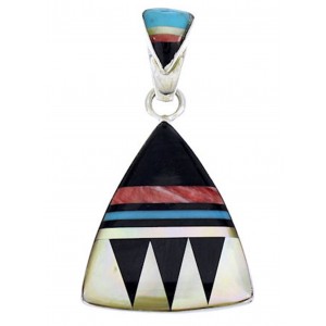 Multicolor Inlay Sterling Silver Pendant DW71627