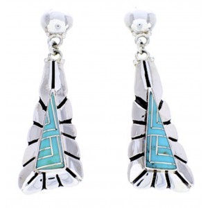 Turquoise Southwestern Jewelry Silver Post Dangle Earrings AW71231