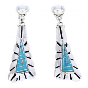 Southwestern Jewelry Turquoise And Silver Post Dangle Earrings AW71232