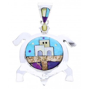 Multicolor Jewelry Native American Design Turtle Pendant YS71424