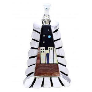 Native American Village Or Pueblo Design Multicolor Pendant YS71431