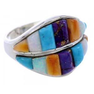 Multicolor Inlay Sterling Silver Ring Size 6-1/4 BW71565 