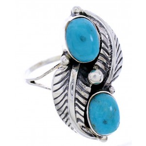 Southwest Turquoise Sterling Silver Jewelry Ring Size 7-1/4 AW71927