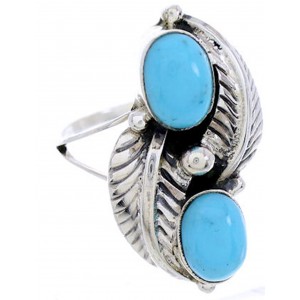 Genuine Sterling Silver And Turquoise Ring Size 5-1/4 AW72038