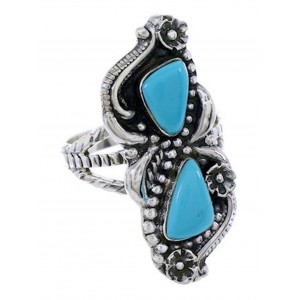 Southwestern Turquoise Sterling Silver Ring Size 8-3/4 PS72238
