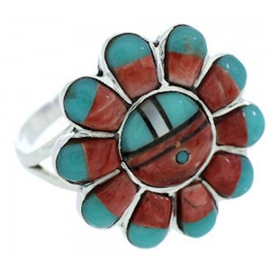 Silver Southwest Jewelry Multicolor Sun Ring Size 8-3/4 YS72237 