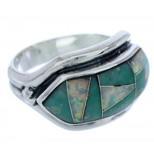 Turquoise Opal Inlay Silver Ring Size 5-3/4 BW72267