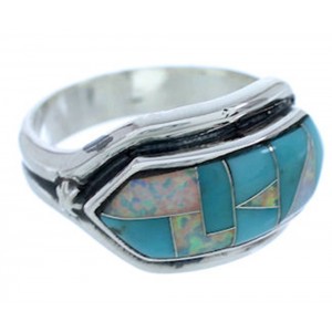 Southwest Silver Turquoise And Opal Ring Size 5-3/4 BW72284 