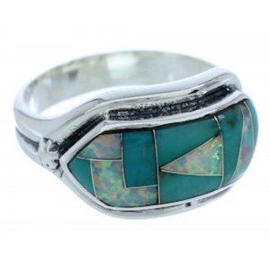 Turquoise Opal Southwestern Silver Ring Size 5-3/4 BW72303 