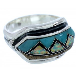 Multicolor Inlay Sterling Silver Ring Size 5-3/4 BW72335