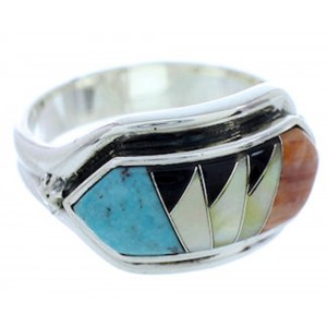 Southwest Multicolor Silver Jewelry Ring Size 8-1/4 YS72343