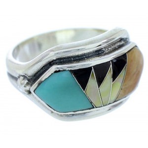 Southwest Jewelry Multicolor Silver Ring Size 6-3/4 YS72401