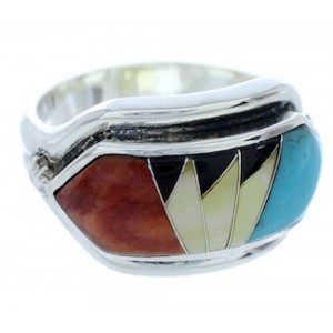 Southwest Jewelry Sterling Silver Multicolor Ring Size 5-3/4 YS72406