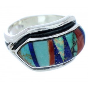 Multicolor Inlay Southwest Silver Jewelry Ring Size 5-1/4 YS72438